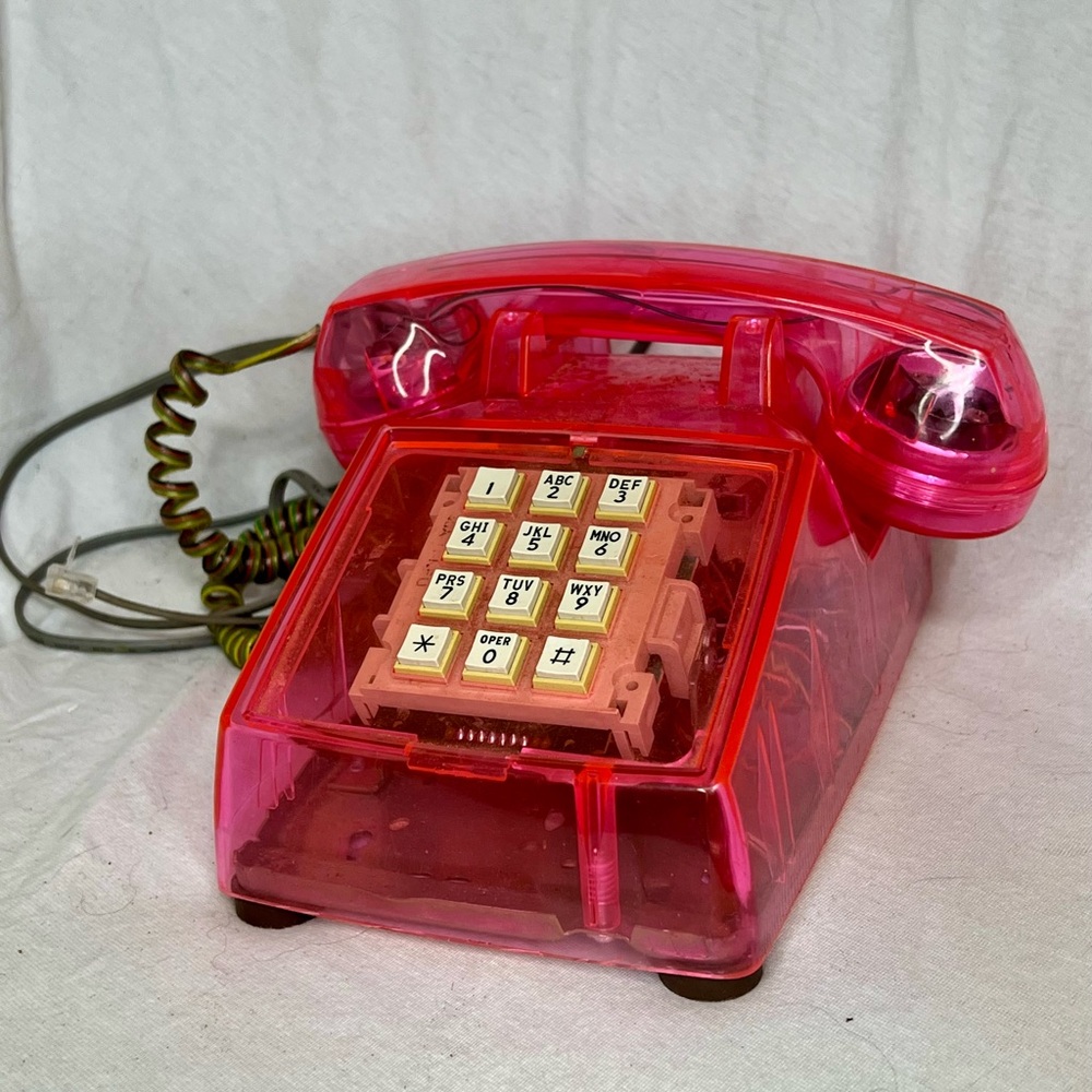 90’s Retro Pink Translucent Corded Telephone VINTAGE | RARE